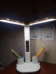 Лампа настольная с аккумулятором для маникюра LED с двумя плафонами подставкой для телефона сенсорным управлением 3 режима света USB лампы LED светодиодные на аккумуляторе