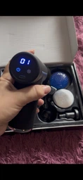 Массажер пистолет перкуссионный сенсорный 6в1 Massage Gun для тела спины ног и шеи мышц ультракомпактный ударный ручной черный фото от покупателей 1