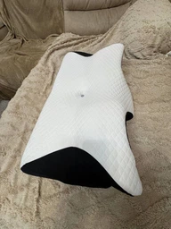 Ортопедична подушка з ефектом пам'яті для шиї та плечей 62×37-8-12 см,Memory Foam,метелик чорно-білий KT7006275 фото від покупців 9