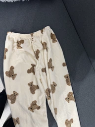 Теплые плюшевые штаны с медвежатами Teddy, бежевые. Размер L.