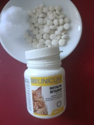 Вітаміни UNICUM premium для котів мультивітамін 100табл. 50г фото от покупателей 3