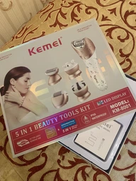 Епілятор бездротовий Kemei суха і волога депіляція 5в1 з насадками депілятор пемза масажер бритва пілінг з підсвіткою