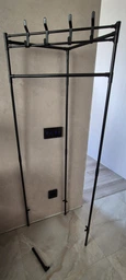 Угловая вешалка в прихожую с подставкой для обуви Corner coat rack Черная фото от покупателей 4