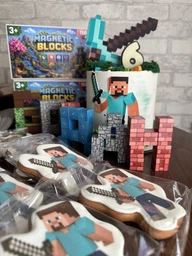 Пряник медово-имбирный с пищевой печатью "Крафт пряник" "Minecraft - Стив" 45 г
