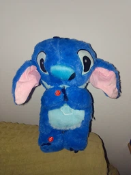 Дитяча м'яка інтерактивна плюшева іграшка дихаючий Стич Stich з підсвічуванням музикою та ефектом дихання, світиться, колискова колір синій фото від покупців 1