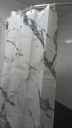 Штора для ванной комнаты шторка для душа белый мармор 180×200 см + кольца (12 шт) для шторки для ванной, белый