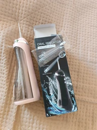 Ирригатор для полости рта 200 мл портативный аккумуляторный с 4 насадками Oral Irrigator, беспроводной с 3 режимами работы для ухода за зубами, деснами и брекетами Синий, AND-1-37-Blue
