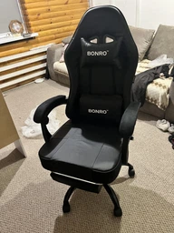 Кресло офисное с подставкой для ног Bonro Racing B-059 серое фото от покупателей 1