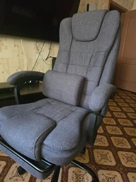 Кресло компьютерное FC-04 DEXON AXIS из ткани, с поясничной подушкой, с подставкой для ног, Темно-серый фото от покупателей 1