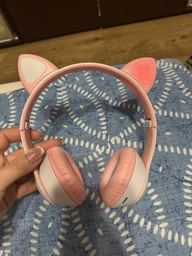 Беспроводные наушники с кошачьими ушками CAT EAR Bluetooth 5.0 + EDR детские наушники, игровые с блютуз гарнитурой и LED подсветкой, черные VIV-23M фото от покупателей 3