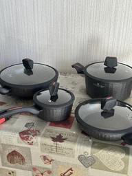 Набор кастрюль с антипригарным покрытием Edenberg Cookware Set для всех плит, набор кастрюль для индукционной плиты 8 предметов, Черный