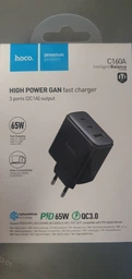 Зарядний пристрій Hoco C160A (2USB-Type C/1USB) (QC/PD 65W) (колір чорний)