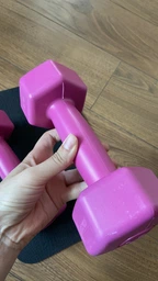 Гантели для фитнеса пластиковые цельные (неразборные) + коврик OSPORT Lite 2шт по 0,5 кг (OF-0213) Розовый