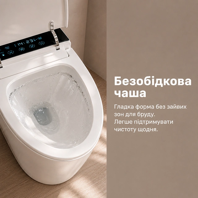 Безободковая чаша умного унитаза