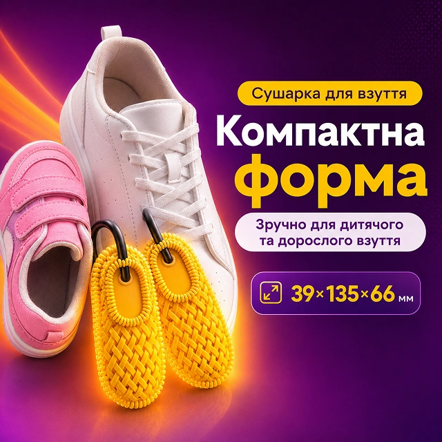 Компактная форма сушилки для разной обуви