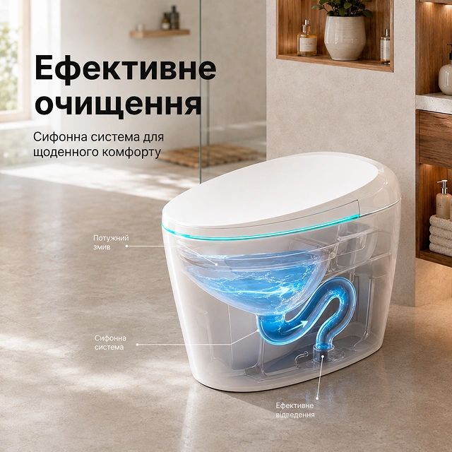 Ефективне очищення - Сифонний змив