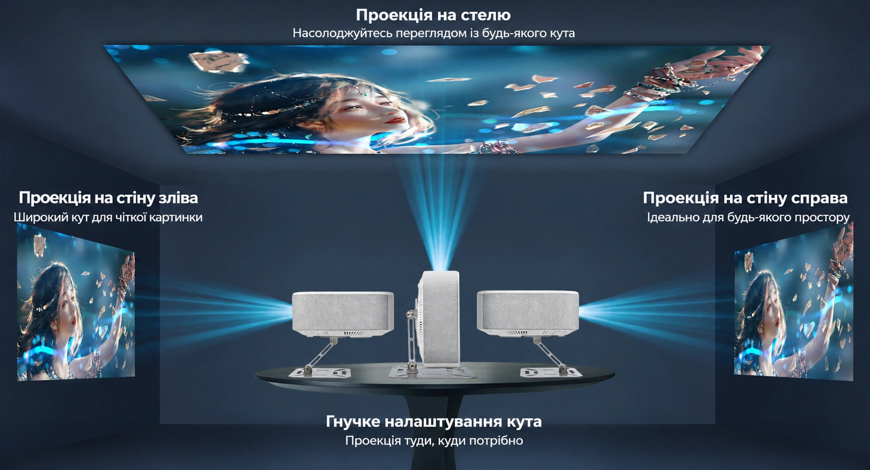 Проекция большого экрана от 40 до 120 дюймов для эффекта настоящего кинотеатра