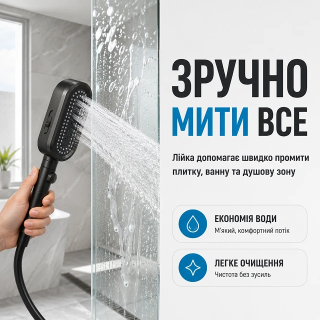 Ополіскування та швидке очищення плитки та ванної