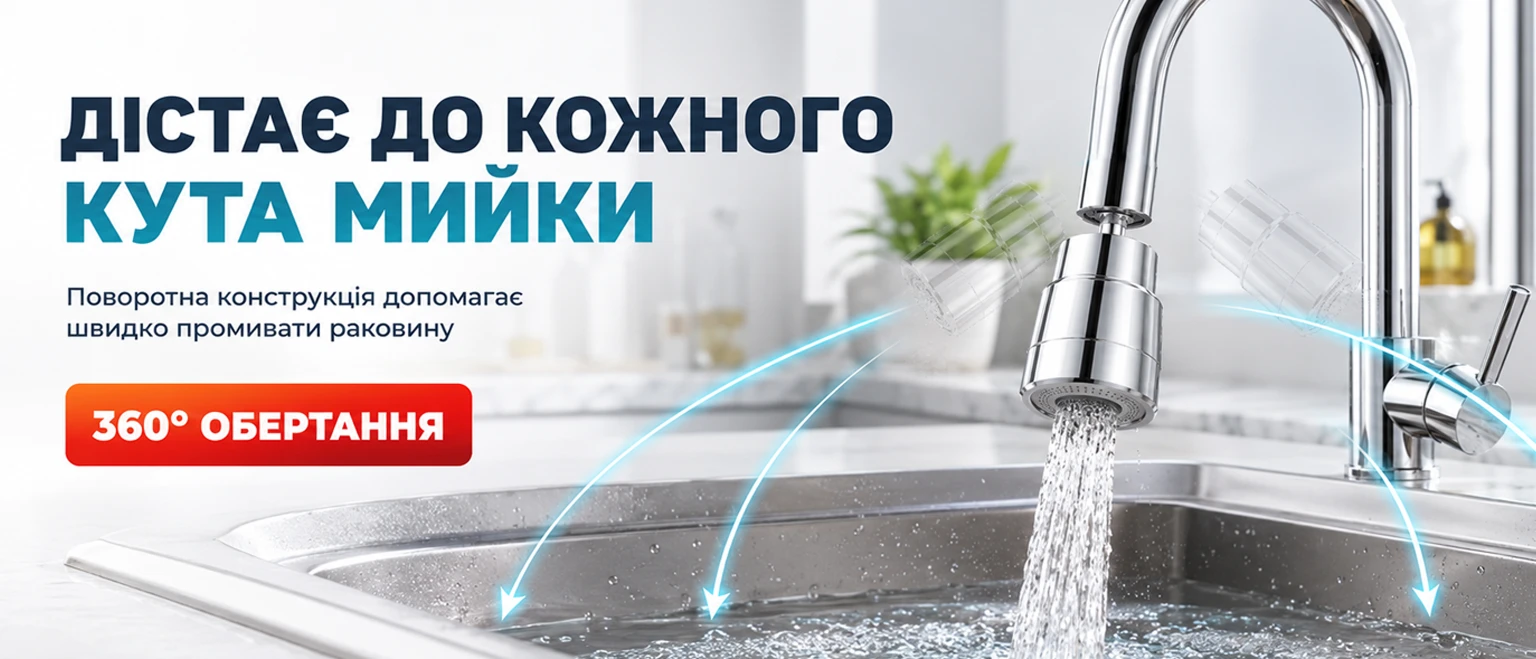 Металевий поворотний аератор для змішувача BRS Silver з обертанням на 360 градусів