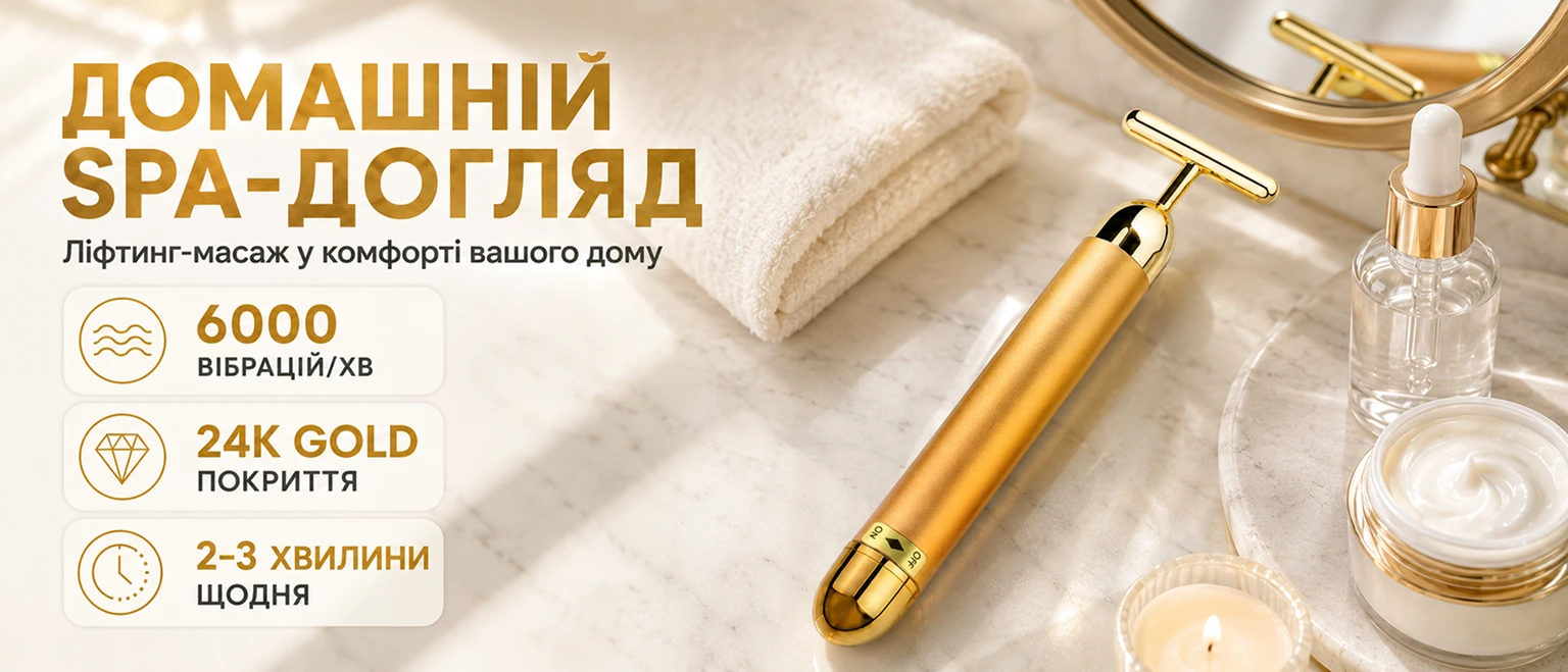 Золотий іонний вібромасажер BRS Gold для домашнього SPA-догляду