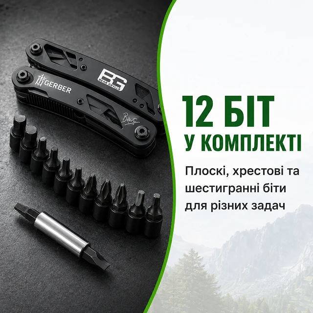 Набор из 12 сменных бит в комплекте с мультитулом