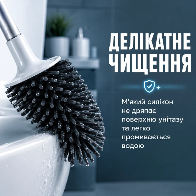 Деликатная чистка унитаза мягким гибким силиконом