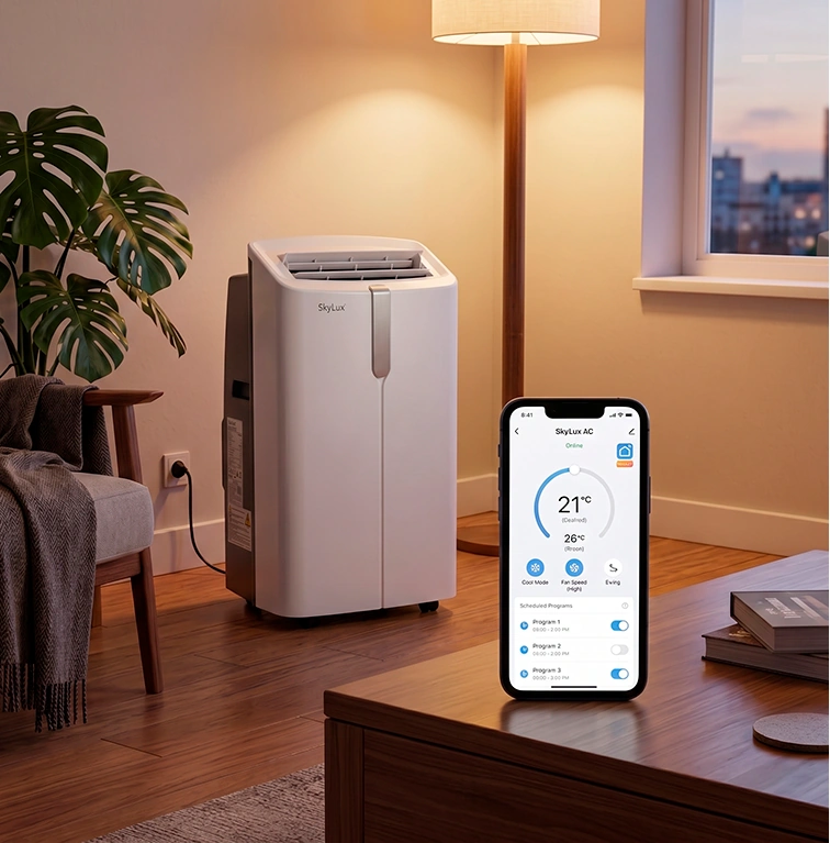 Керування мобільним кондиціонером SkyLux через застосунок на смартфоні