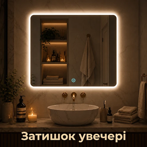 Уютная атмосфера и мягкий вечерний свет в ванной
