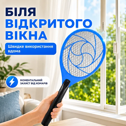 Швидке та зручне використання мухобійки біля вікна