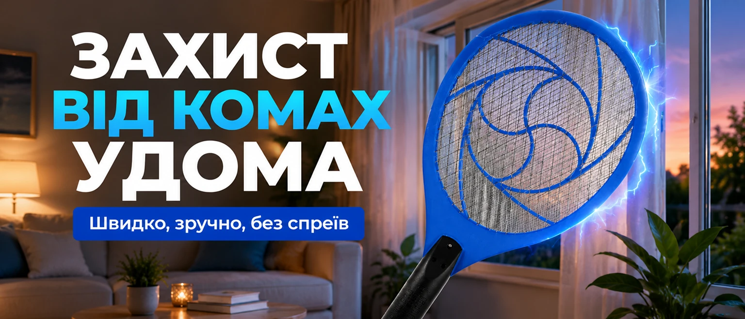 Електрична мухобійка-ракетка BRS Blue MIX для захисту від комах вдома
