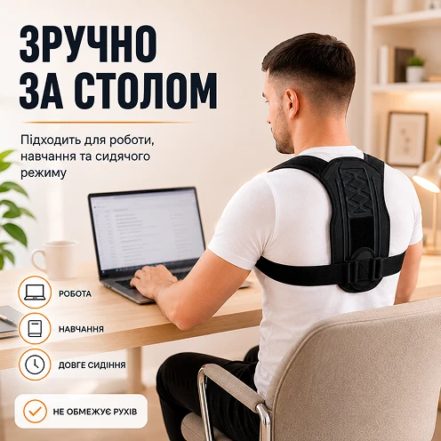 Зручне тримання постави під час сидячої роботи за комп'ютером