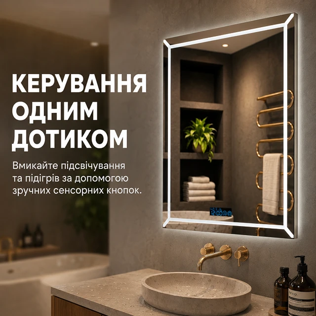 Сенсорне керування підсвічуванням та підігрівом смарт дзеркала BRS