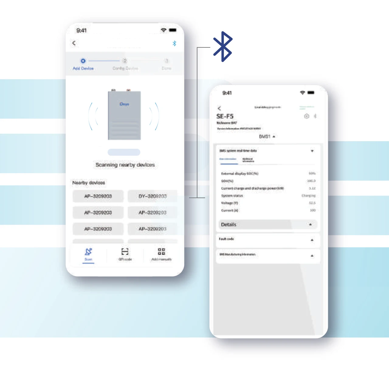 Додаток Deye — сканування та дані АКБ через Bluetooth