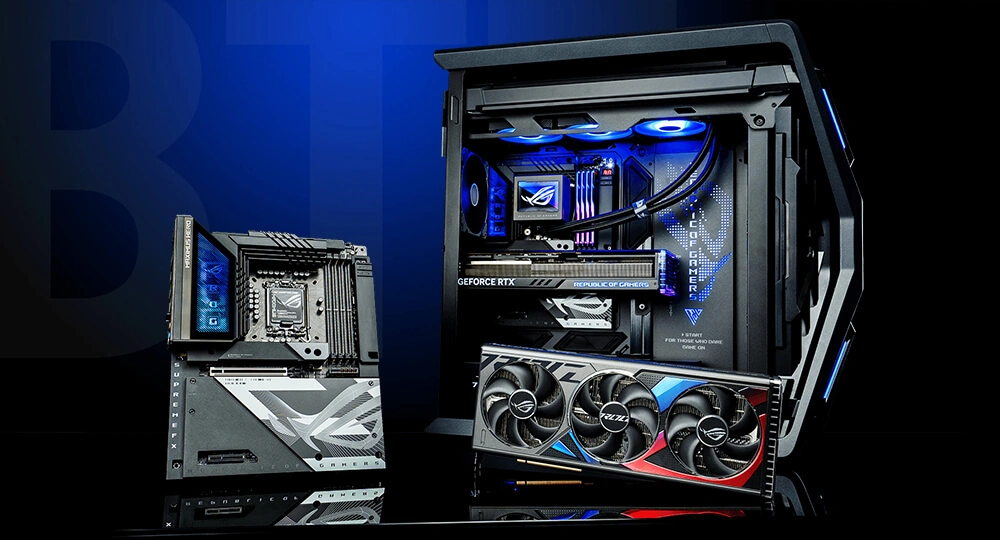 Екосистема ROG BTF: материнська плата ROG Maximus Z790 Hero BTF, відеокарта ROG Strix GeForce RTX 4090 BTF Edition і корпус ROG Hyperion GR701 BTF Edition