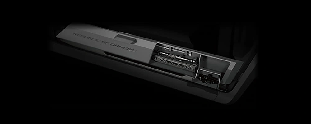 Вбудований прихований відсік для дрібних деталей у корпусі ROG Hyperion GR701 BTF Edition