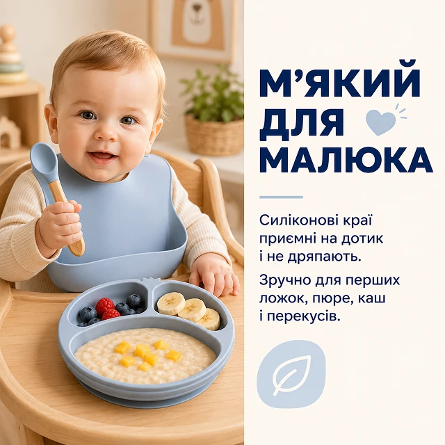 Мягкие силиконовые края ложки и вилки безопасны для десен малыша