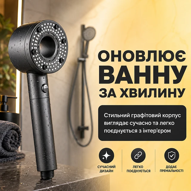 Стильна графітова лійка для швидкого оновлення інтер'єру ванної