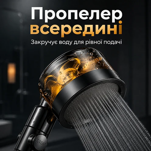 Лопатевий пропелер всередині лійки для закручування води