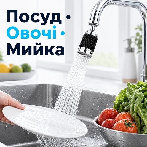 Мытье свежих овощей и фруктов под аэратором