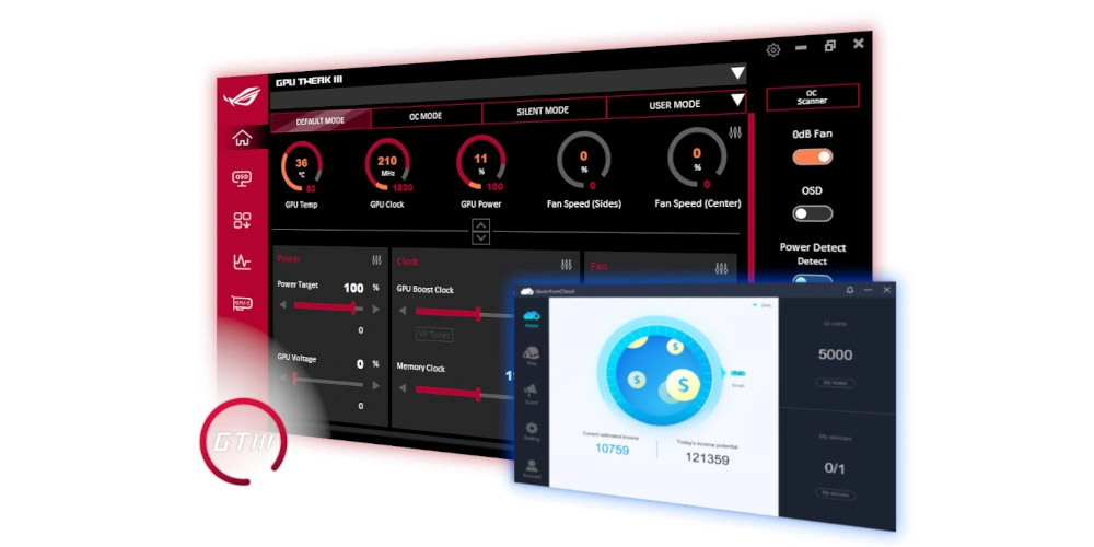 Программный комплект ASUS GPU Tweak III и QuantumCloud для видеокарты