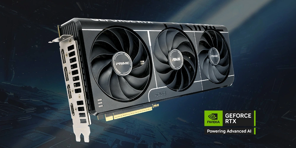 Видеокарта ASUS Prime GeForce RTX 5080 OC Edition, общий вид