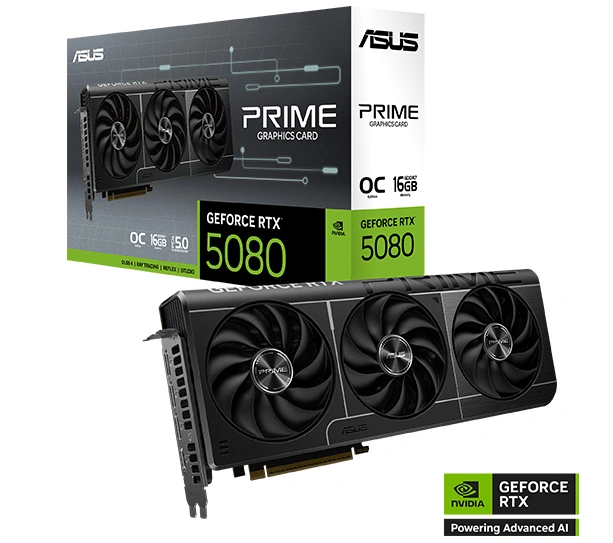 Видеокарта ASUS Prime GeForce RTX 5080 OC Edition, вид сбоку