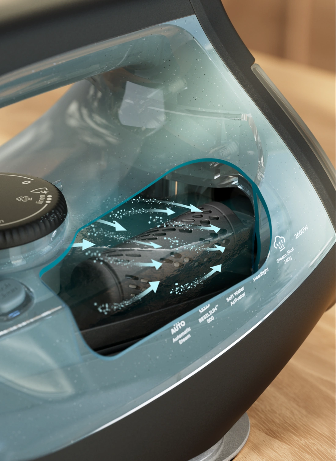 Резервуар для воды утюга Electrolux E7SI2-6OG с системой Soft Water Activator