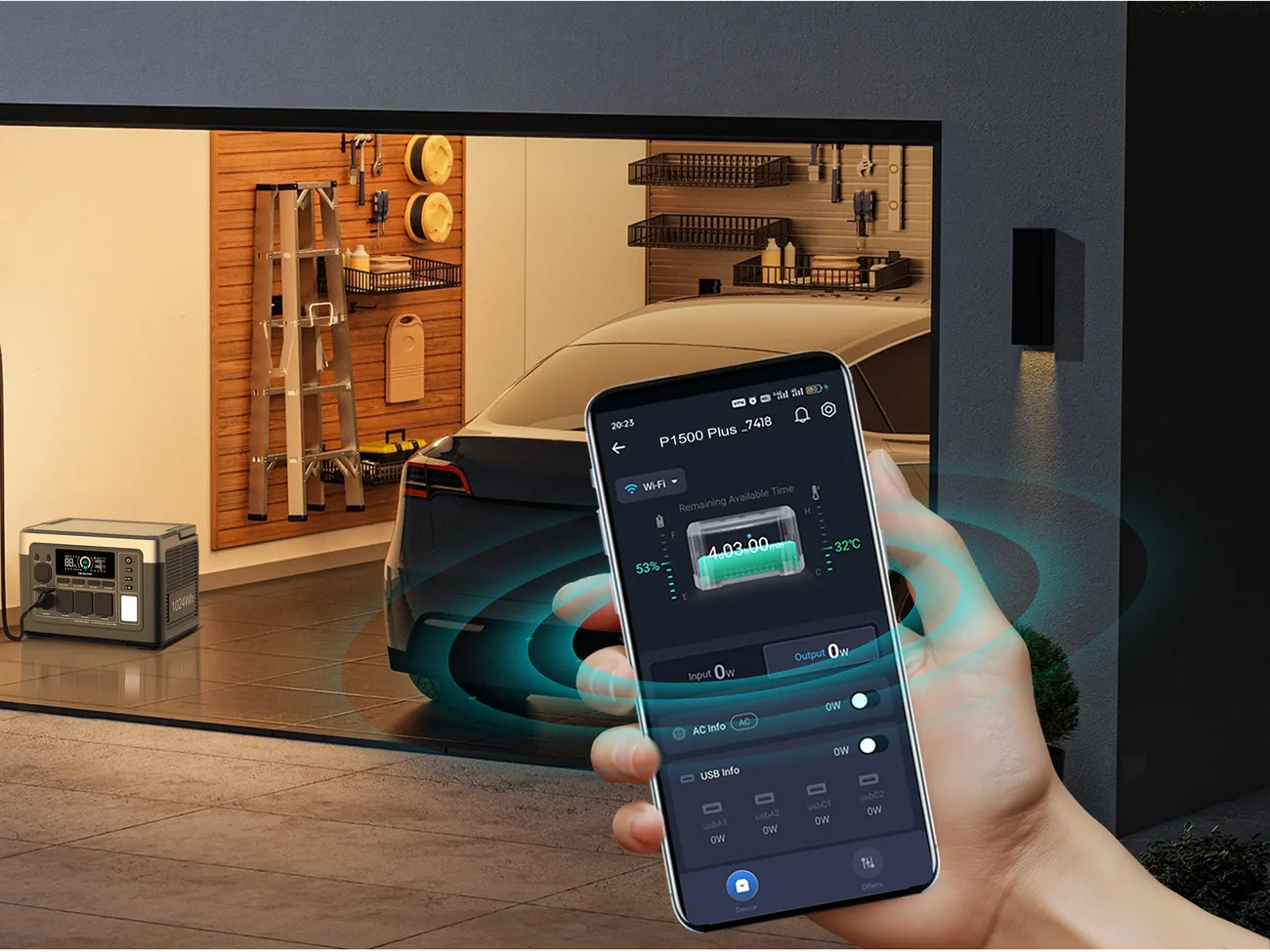 Управление зарядной станцией Oukitel P1500E Plus из приложения на смартфоне