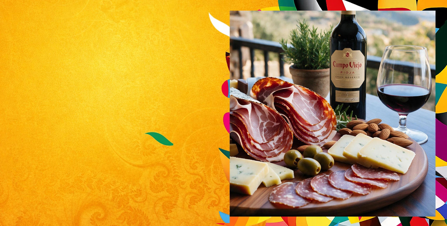 Campo Viejo Rioja Gran Reserva с сырной и мясной тарелкой