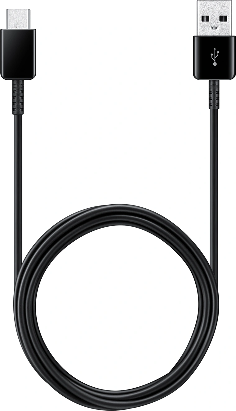 Кабель Samsung USB Type-A — USB Type-C чёрного цвета, смотанный в кольцо