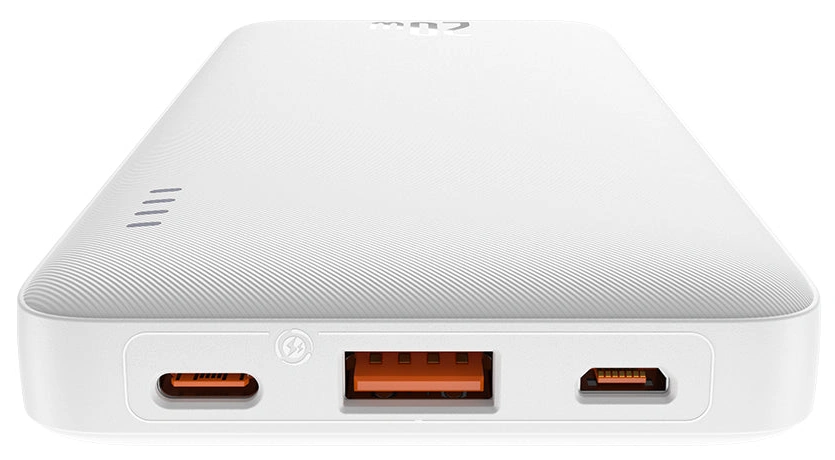 Порти білого Baseus Airpow: USB-C, USB-A, Micro-USB