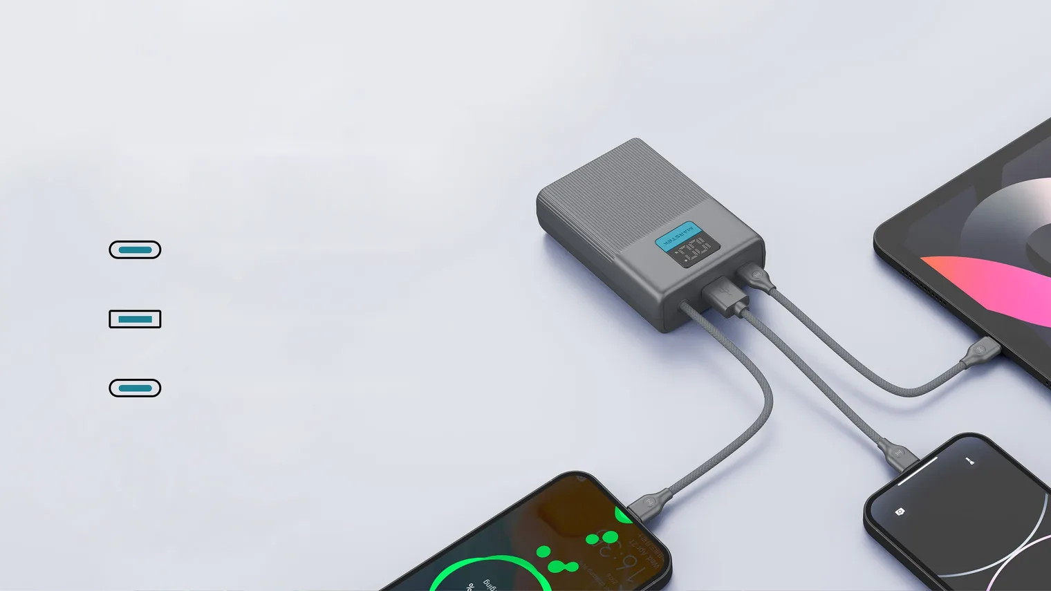 Роз’єми: USB-C, USB-A і вбудований кабель USB-C
