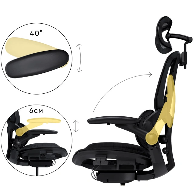 3D подлокотники кресла Mealux S202 Air Black с поворотом и откидыванием
