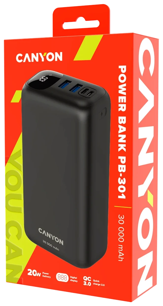 Портативный аккумулятор Canyon PB-301 Black — комплект